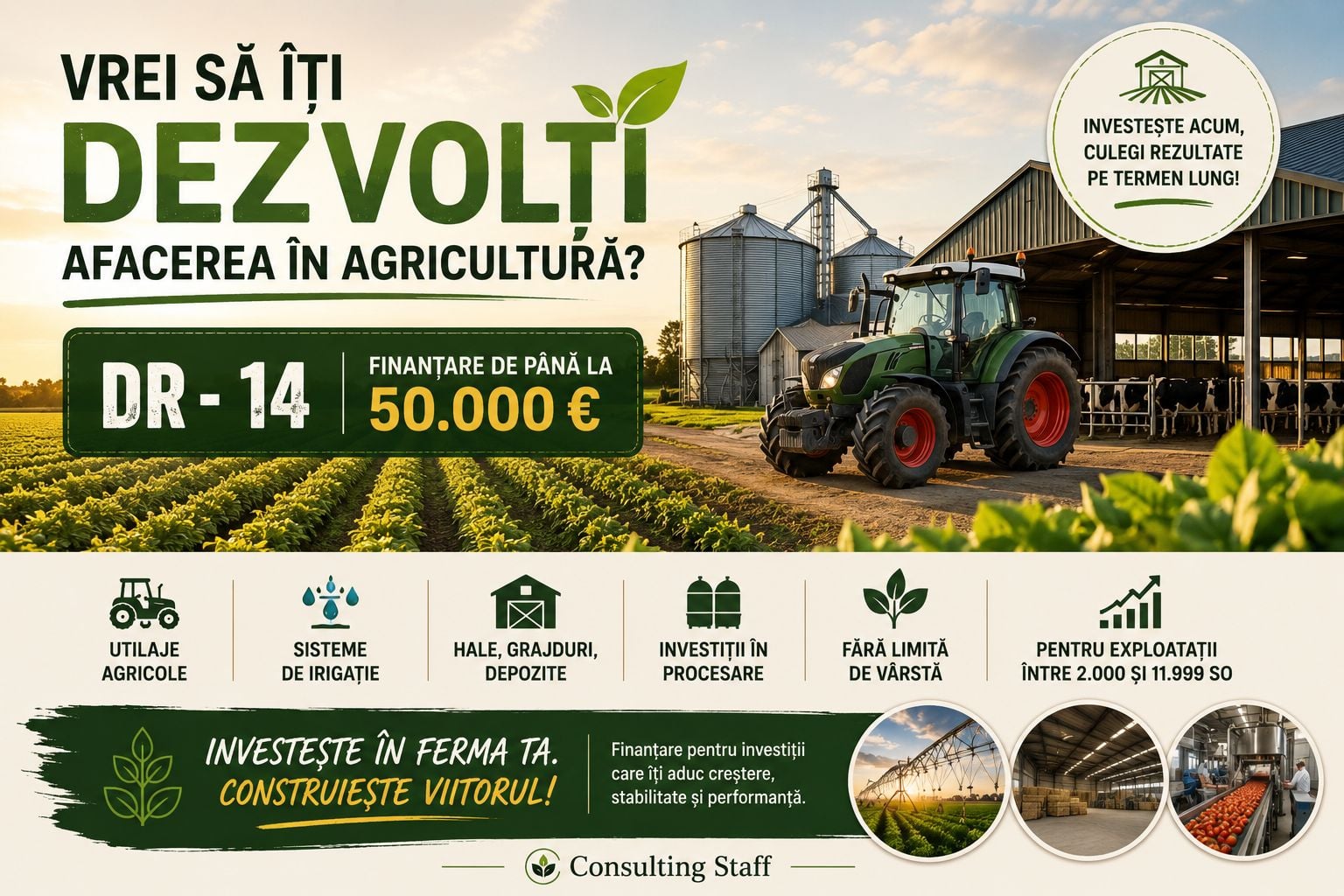 DR - 14: Finanțare de 50.000 € pentru agricultură - Tu când faci pasul spre dezvoltare?